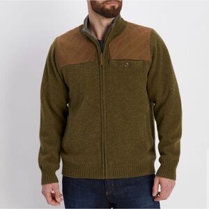 Duluth Men's Shetland BLUE Wool Windproof Zip Sweater, Size M